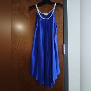 SAND & SPIRIT blue midi dress w/ braided collar